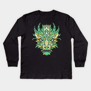 Head of green dragon Kids Long Sleeve T-Shirt